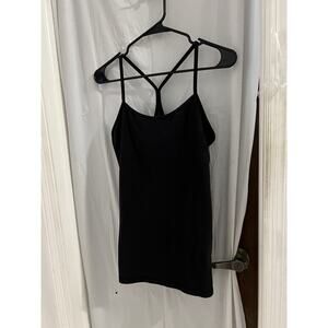 Lululemon Power Y Tank Top Compression Black Women’s 10 shirt built in bra